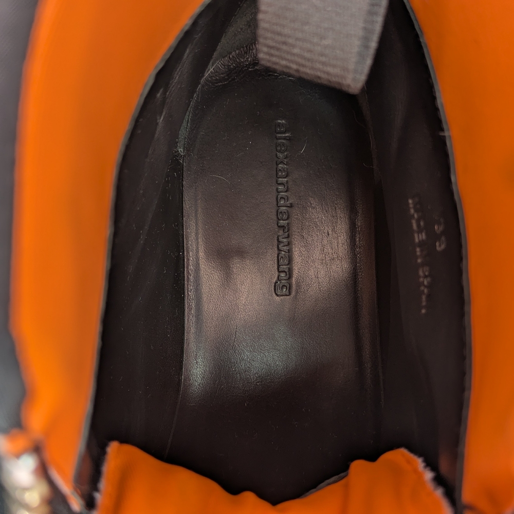 Alexander Wang Nylon Cooper Black And Orange Ankle Boots with Silver Studs - Picture 5 of 13